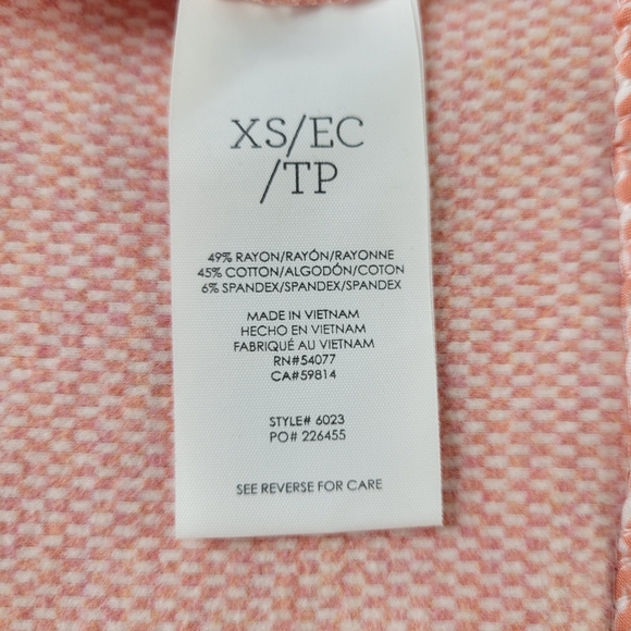 CAbi Take 5 Topper Longline Jacket Size XS Peachy Pink Pockets 3/4 Sleeve Soft - Picture 8 of 13